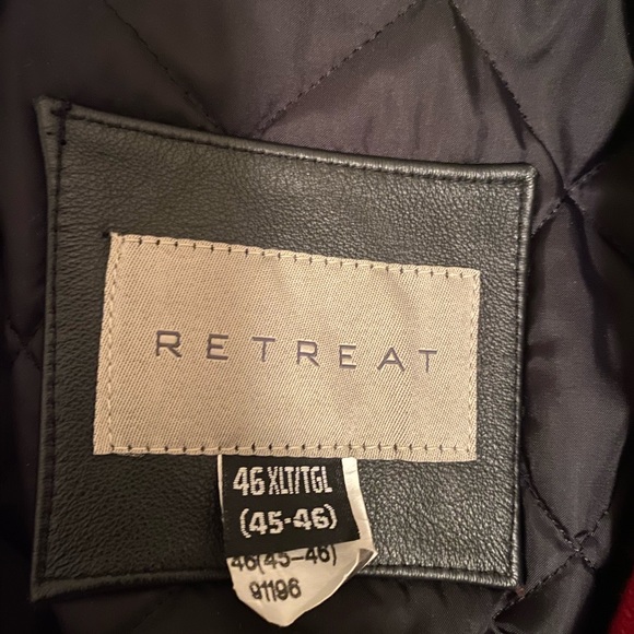 Leather & Wool Bomber Jacket - red & black - Picture 6 of 7